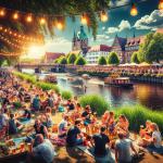 DALL·E 2024-02-24 11.50.39 - A vibrant photo capturing a cheerful beer party along the banks of the Leine River in Hannover. The scene is set during a warm, sunny day with clear s.webp